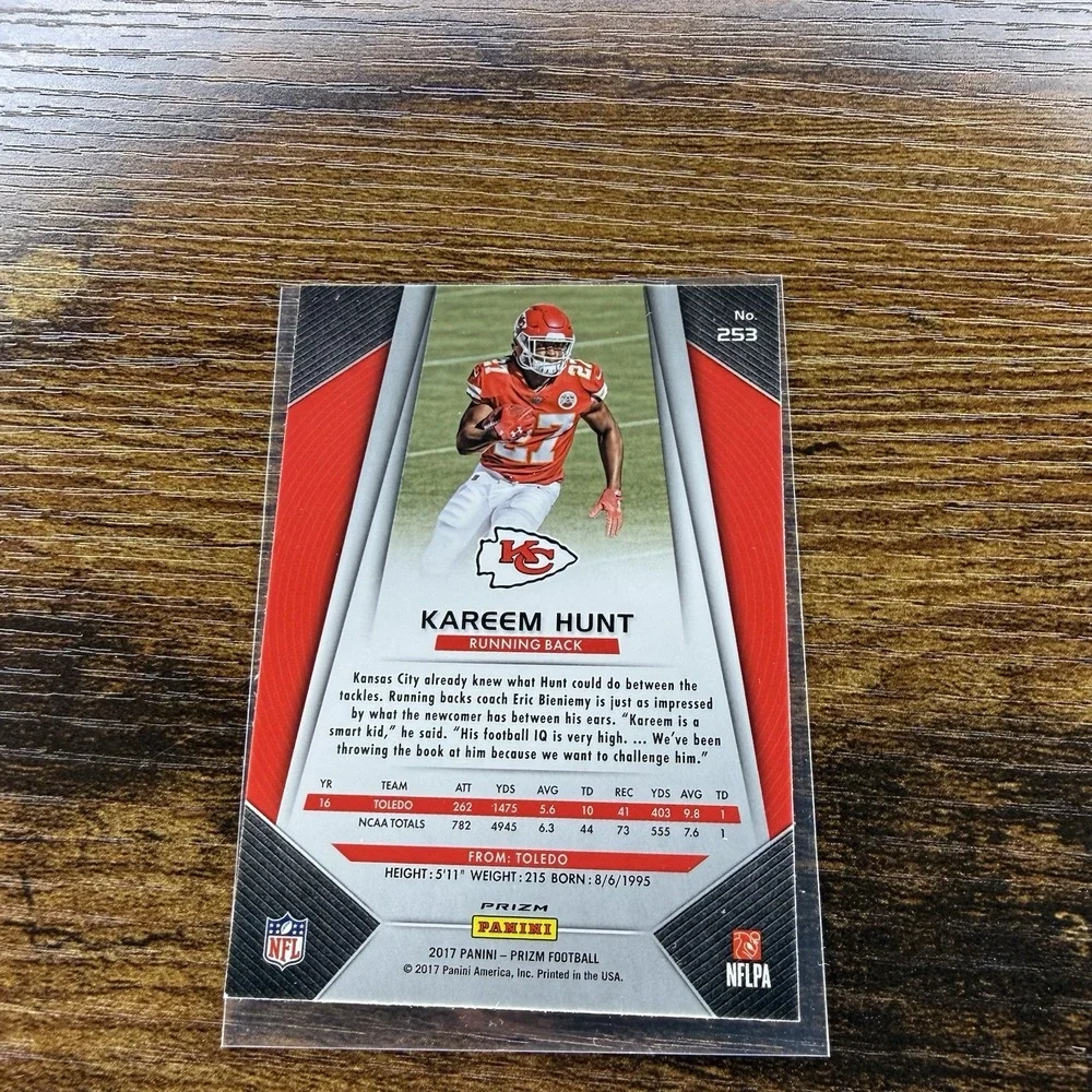 2017 Panini Prizm Kareem Hunt Silver Prizm RC #253 Chiefs Rookie